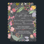 Invitation Chalkboard fleurs sauvages pré-fleur douche<br><div class="desc">Fleurs couple douche modèle avec une adorable courre florale dessinée à la main dans les tons rouge corail, bleu océan, foune et vert sauge, jaune vif et rougissant avec des fleurs et feuillage sur un arrière - plan de tableau noir avec un texte de script moderne et changeable. — L'invitation...</div>