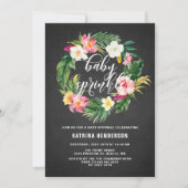 Invitation Chalkboard Fleurs tropicales Wreath Baby Sprinking (Devant)