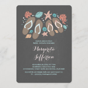 Invitation Chalkboard flip flops plage nuptiale douche invita