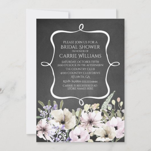 Invitation Chalkboard Floral Bridal (Devant)