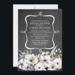 Invitation Chalkboard Floral Bridal<br><div class="desc">Élégante invitation à la douche nuptiale faite dans un look de tableau noir avec des fleurs pastel pastel pâle,  le long du fond. Un cadre blanc blanc encadre la zone de texte,  avec du texte blanc personnalisé prêt à être personnalisé.</div>
