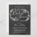 Invitation Chalkboard Floral Country Fête des mariées<br><div class="desc">Conçu pour coordonner avec notre collection de douche à nuptiale fleurie Chalkboard. Doté d'illustrations florales délicates sur un arrière - plan chic et chic de tableau noir. Personnalisez avec vos informations spéciales sur l'événement. Conçu par Thisisnotme©</div>