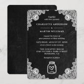 Invitation Chalkboard Floral dentelle Mason Jar Mariage (Devant / Derrière)