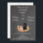 Invitation Chalkboard floral drôle mignon chat couple mariage<br><div class="desc">Chalkboard tendance floral drôle de chatte couple de chats mignon faire-part de mariage.</div>
