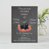 Invitation Chalkboard floral drôle mignon chat couple mariage (Debout devant)