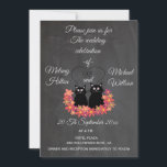 Invitation Chalkboard floral drôle mignon chat couple mariage<br><div class="desc">Chalkboard tendance floral drôle de chatte couple de chats mignon faire-part de mariage.</div>
