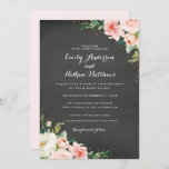 Invitation Chalkboard Floral Gold Blush Mariage<br><div class="desc">Invitations de mariage florales plus modernes dans le Little Bayleigh Store!</div>