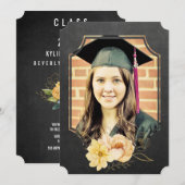 Invitation Chalkboard Floral Graduate Class de 20XX Photo (Devant / Derrière)