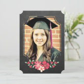 Invitation Chalkboard Floral Graduate Class of 2016 Photo (Debout devant)