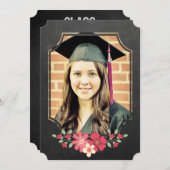 Invitation Chalkboard Floral Graduate Class of 2016 Photo (Devant / Derrière)