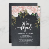 Invitation chalkboard floral moderne nous avons fui l'invitat (Devant / Derrière)