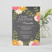 Invitation Chalkboard Floral Mums Flower Fête des mariées (Debout devant)