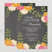 Invitation Chalkboard Floral Mums Flower Fête des mariées (Devant / Derrière)