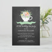 Invitation Chalkboard Floral Tea Party Anniversaire Tea Party (Debout devant)