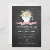 Invitation Chalkboard Floral Tea Party Anniversaire Tea Party (Devant)