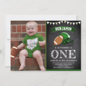 Invitation Chalkboard Football 1er photo de la fête d'anniver (Devant)