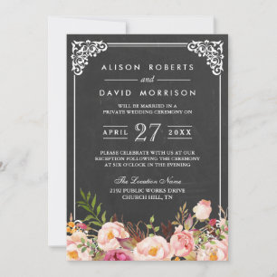 Invitation Chalkboard Frame Floral Post Mariage Célébration
