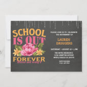 Invitation Chalkboard Funny Enseignant Floral Retraite Invit (Devant)