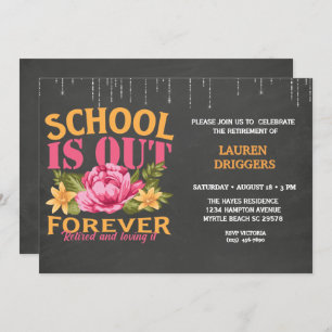 Invitation Chalkboard Funny Enseignant Floral Retraite Invit