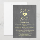 Invitation Chalkboard Geeky Lunettes Couples Douche Invitatio (Devant / Derrière)