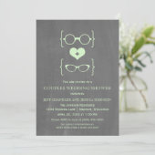 Invitation Chalkboard Geeky Lunettes Couples Douche Invitatio (Debout devant)