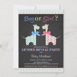 Invitation Chalkboard Girafe garçon ou fille Girafe Genre Rev