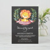 Invitation Chalkboard Girl Lion Baby shower par courrier (Debout devant)