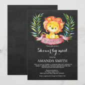 Invitation Chalkboard Girl Lion Baby shower par courrier (Devant / Derrière)
