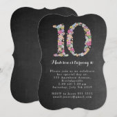 Invitation Chalkboard Girls Floral 10e anniversaire Invitatio (Devant / Derrière)