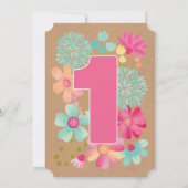 Invitation Chalkboard Girls Floral 1er anniversaire Invitatio (Dos)