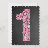 Invitation Chalkboard Girls Rose Floral 1er anniversaire (Dos)