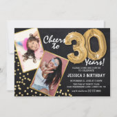 Invitation Chalkboard Gold Balloons 2 Photo 30e anniversaire (Devant)