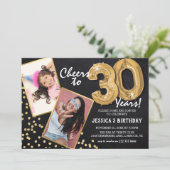 Invitation Chalkboard Gold Balloons 2 Photo 30e anniversaire (Debout devant)
