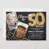 Invitation Chalkboard Gold Balloons 2 Photo 50e anniversaire (Devant)