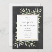 Invitation Chalkboard Gold Géométrique Verdure Mariage photo (Devant)