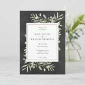 Invitation Chalkboard Gold Géométrique Verdure Mariage photo (Debout devant)