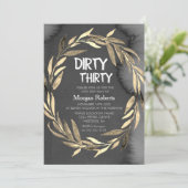 Invitation Chalkboard Gold Leaf Wreath 30th Birthday Party (Debout devant)