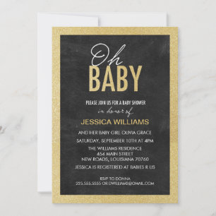 Invitation Chalkboard & Gold Parties scintillant Baby Shower 
