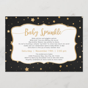 Invitation Chalkboard + Gold Stars Neutral Baby Sprinking
