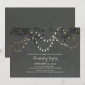 Invitation Chalkboard Gold String Fête des mariées (Devant / Derrière)