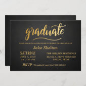 Invitation Chalkboard Gold Typographie Open House Graduation (Devant / Derrière)