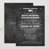 Invitation Chalkboard Graduation Mortarboard Casquette Party (Devant / Derrière)