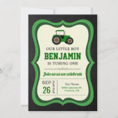 Invitation Chalkboard Green Farm Tractor Anniversaire de enfa (Devant)