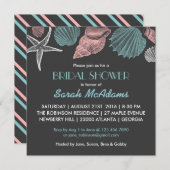 Invitation Chalkboard Grey Sea Shell nuptiale douche Invitati (Devant / Derrière)