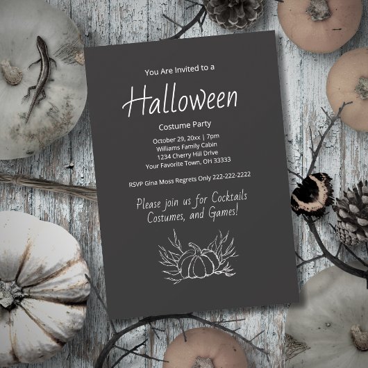 Invitation Chalkboard Halloween Costume fête Citrouille d'aut