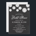 Invitation Chalkboard Hanging Lanternes Fête des mariées rust<br><div class="desc">Invitation à la douche nuptiale rustique avec lanternes blanches sur arrière - plan faux tableau. Cette invitation sera parfaite pour les douches extérieures. Des éléments correspondants et d'autres couleurs sont disponibles.</div>