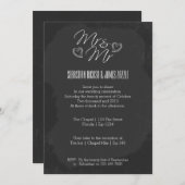 Invitation Chalkboard Heart Doodle Mariage (Devant / Derrière)