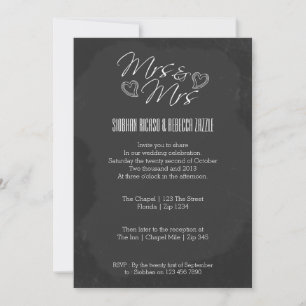 Invitation Chalkboard Heart Doodle Mariage