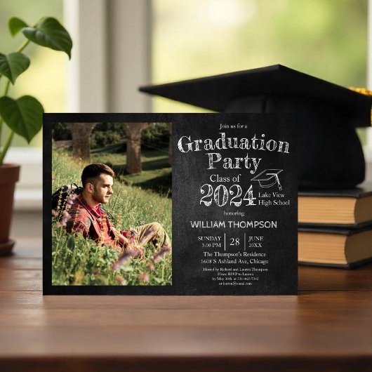 Invitation Chalkboard High School Photo Graduation Party