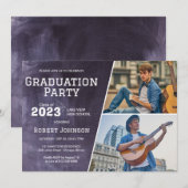 Invitation Chalkboard High School Photo Graduation Party (Devant / Derrière)